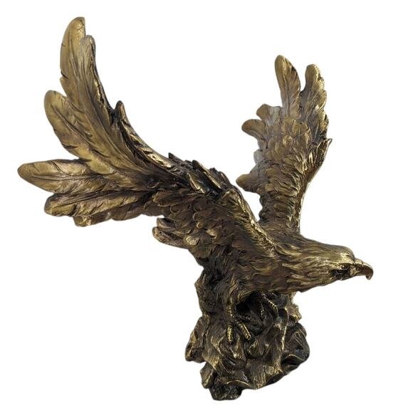 Vintage Gold Resin AMERICAN EAGLE STATUE on Flag Part Ready for DIY Wooden Stand - Picture 4 of 10